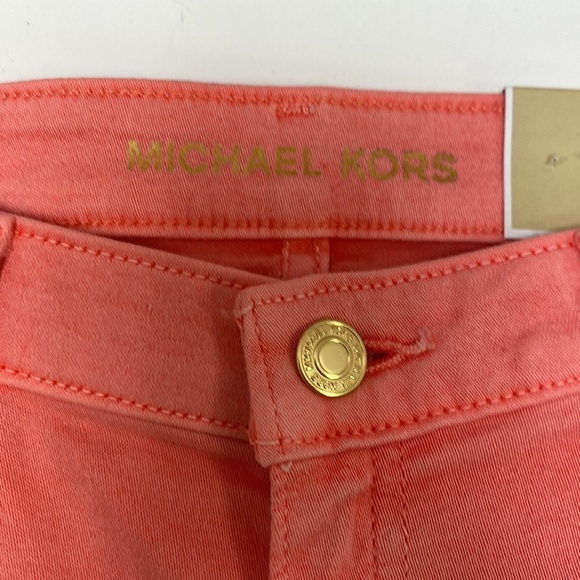 Michael Kors Izzy Cropped Skinny Mid-Rise Jeans (color coral) - Picture 5 of 10